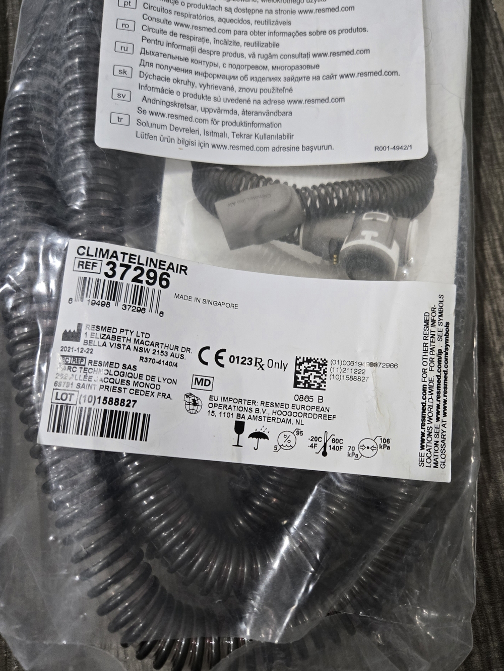 Lot Of 3 - ResMed CPAP ClimateLineAir Heated Tubing New Sealed 37296 - Picture 4 of 8